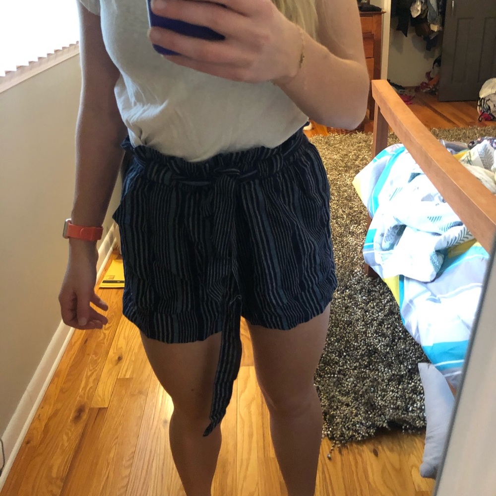 striped paper bag shorts